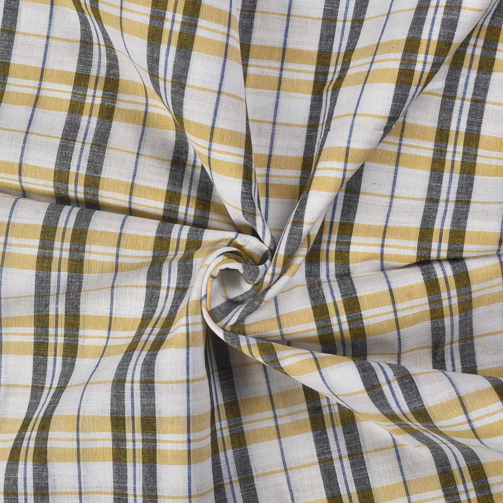 Check Multicolor Pure Cotton 98 GSM Handwoven Fabric 416