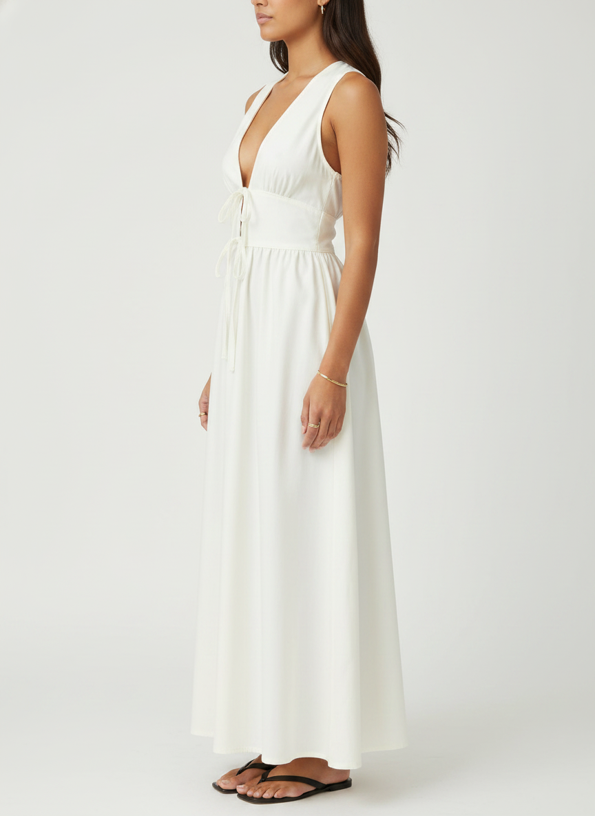 Deep V Neck With Cut Out Long Dress
