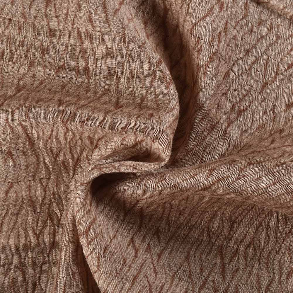 Abstract Taupe Shibori Cotton Silk Handwoven 45 GSM Fabric