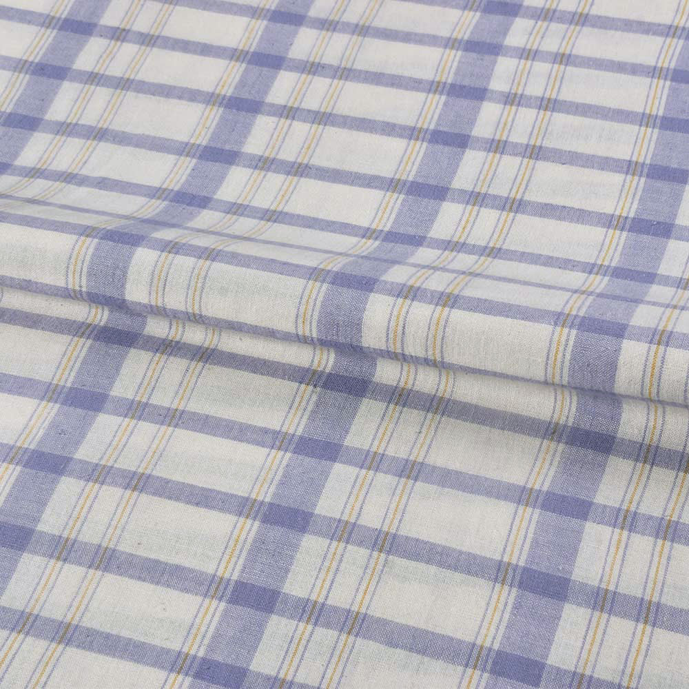 Check Blue & White Pure Cotton 90 GSM Handwoven Fabric