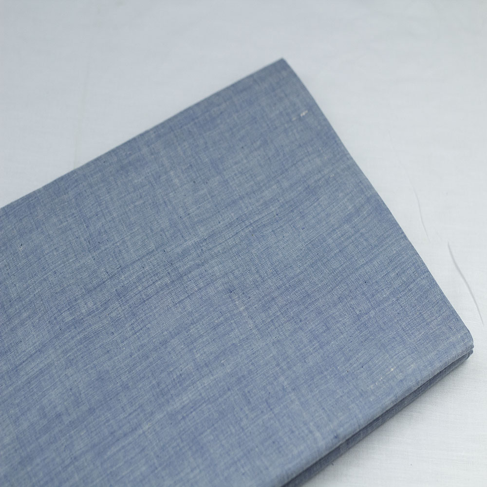 CHAMBRAY BLUE KHADI COTTON 75 GSM HANDWOVEN FABRIC H53