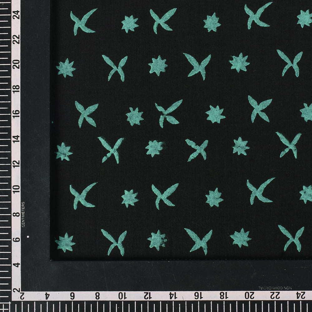 ABSTRACT BLACK BLOCK PRINTED PURE COTTON 65 GSM HANDWOVEN FABRIC 39