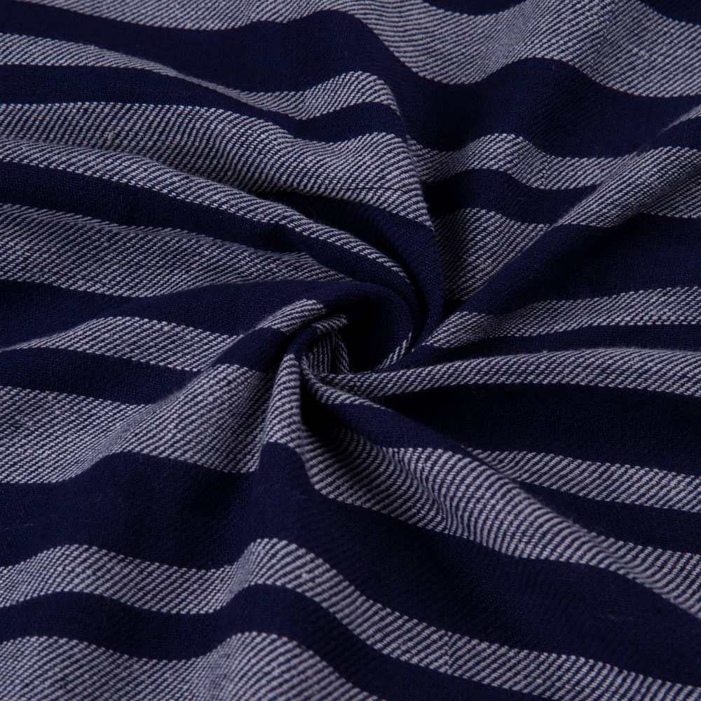 Stripe Twill Navy & White Cotton Khadi 113 GSM Handwoven Fabric