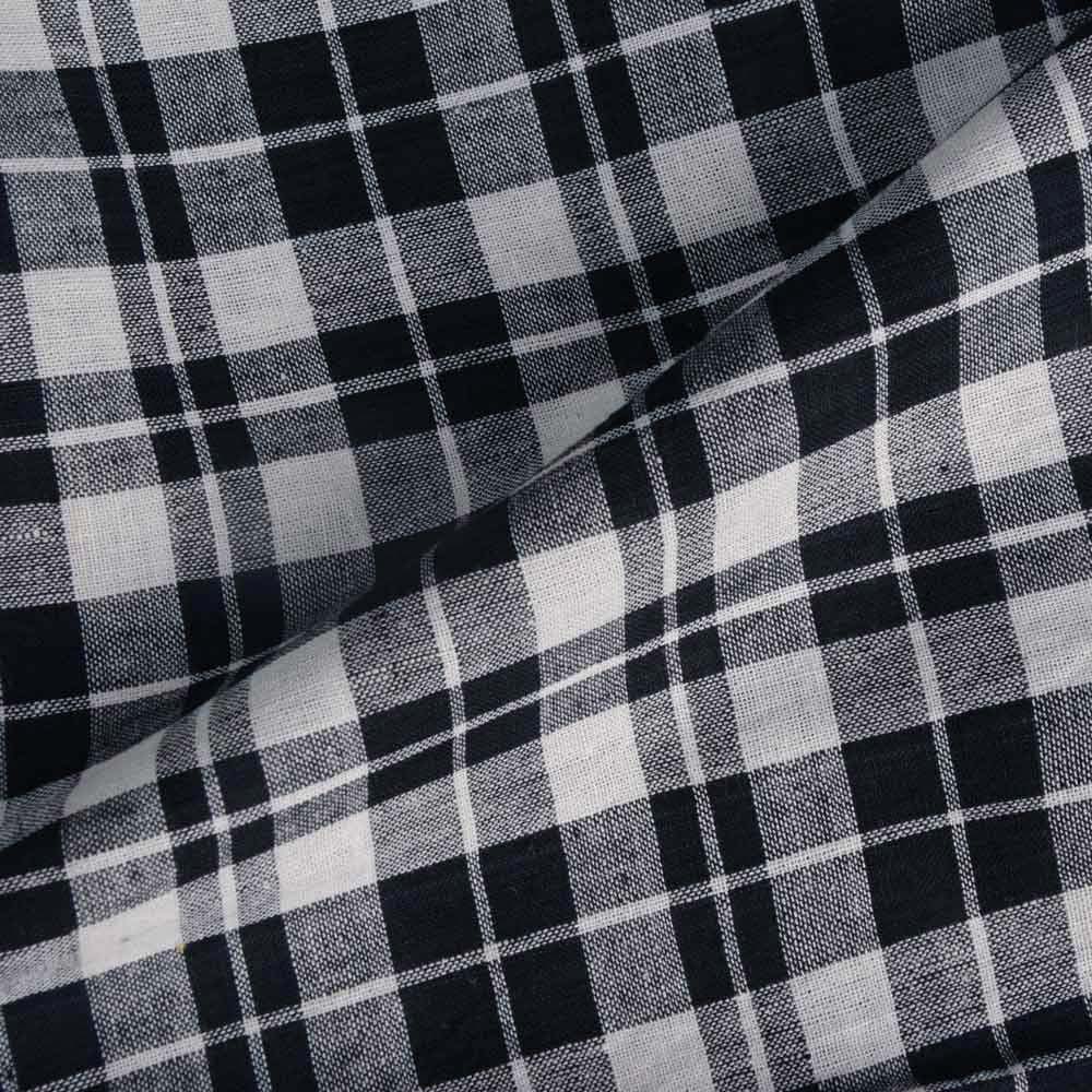 CHECK BLACK & WHITE PURE COTTON 100 GSM HANDWOVEN FABRIC
