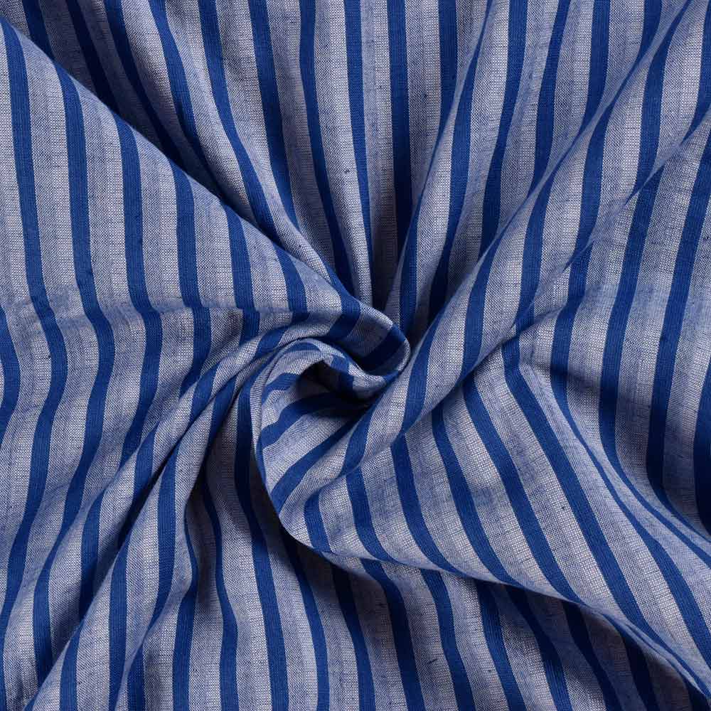 Stripe Royal Blue Pure Cotton 98 GSM Handwoven Fabric