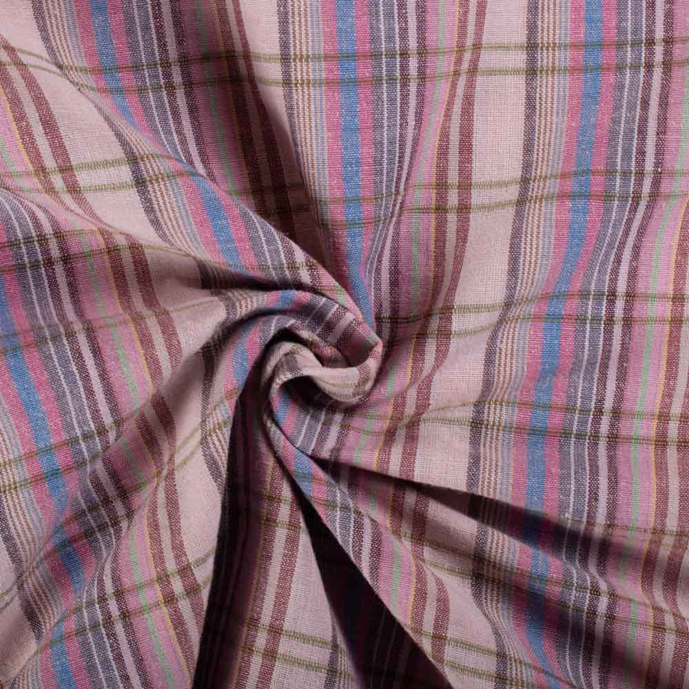 Multicolour Check Cotton & Hemp 145 GSM Handwoven Fabric 805