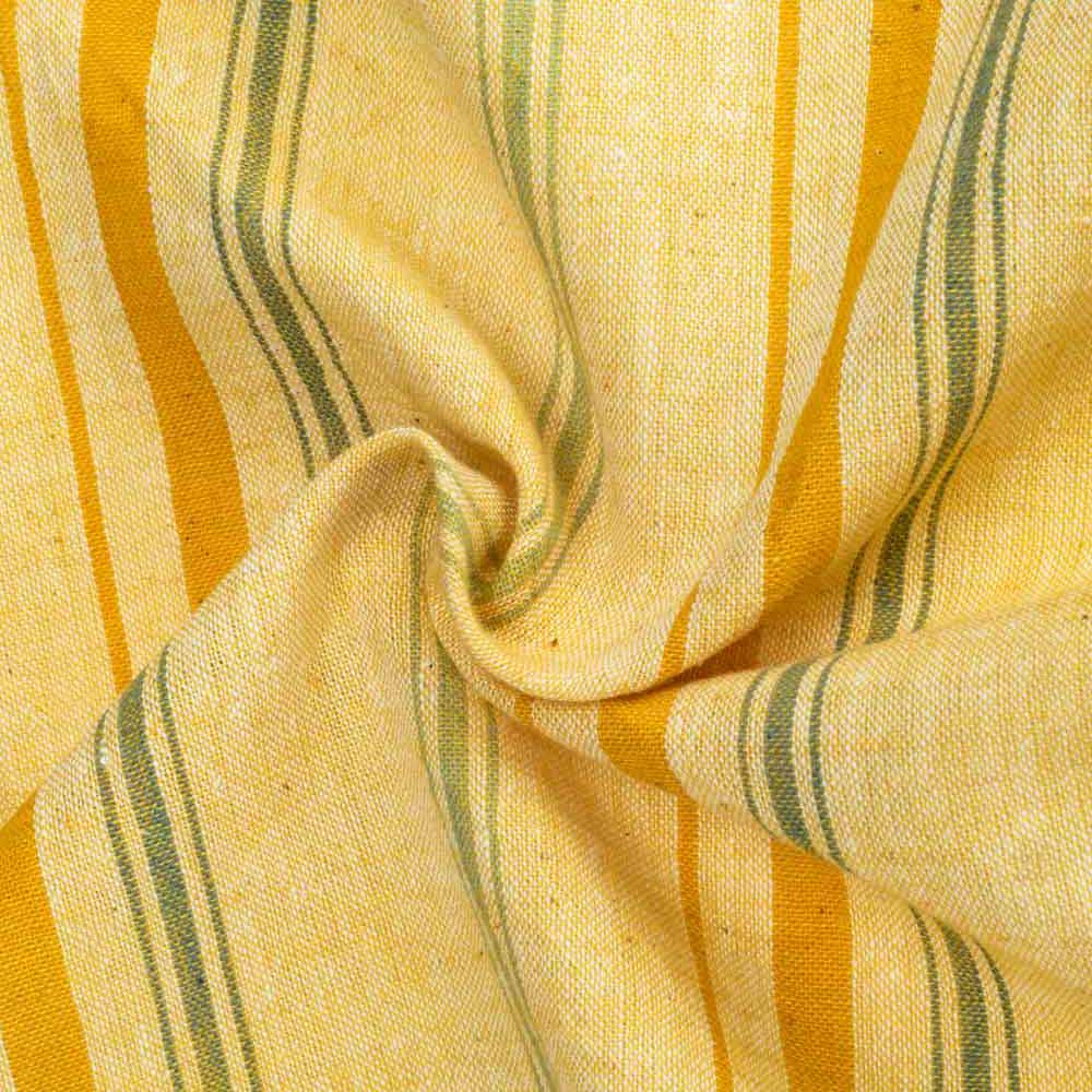 Stripe Yellow Pure Cotton 93 GSM Handwoven Fabric
