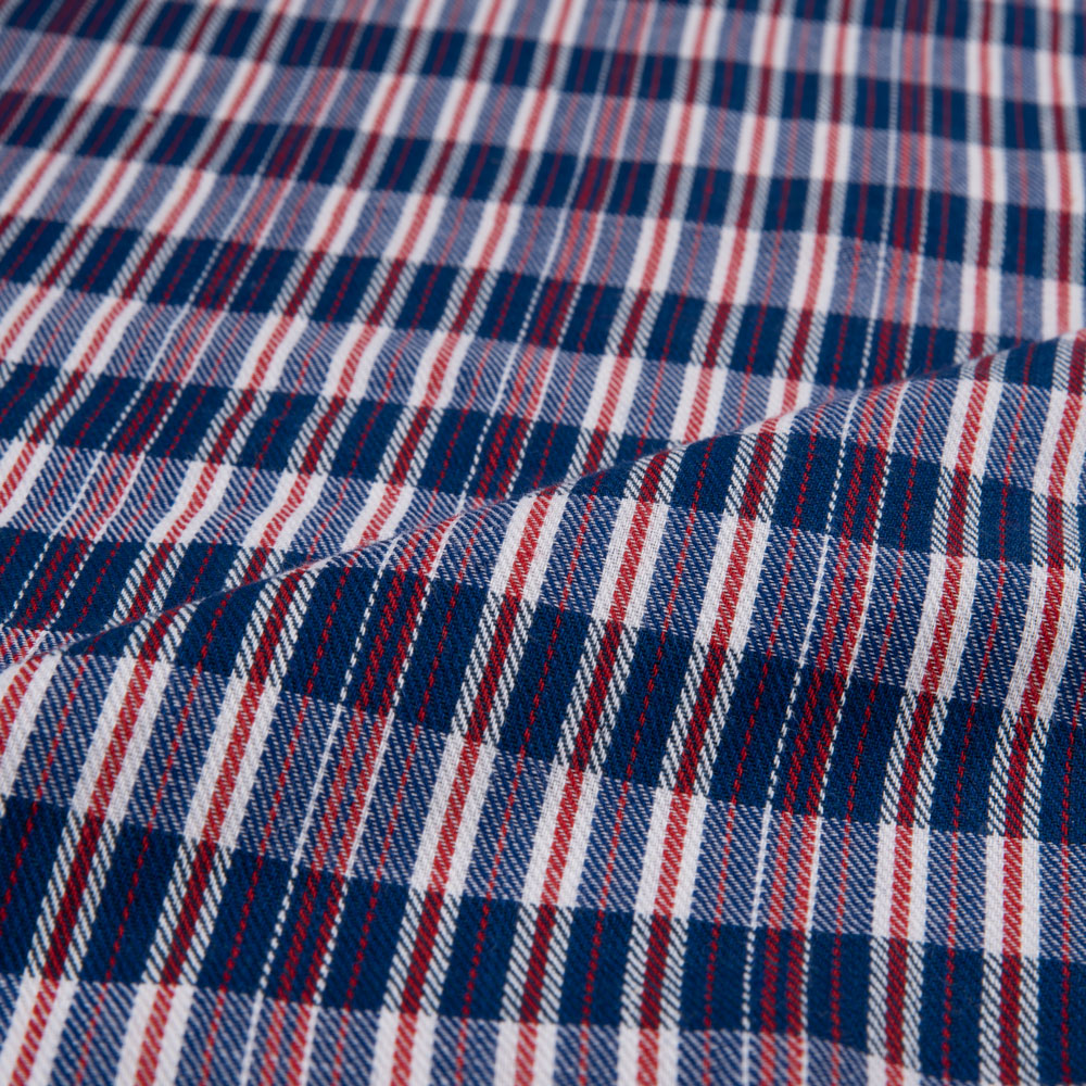 CHECK TWILL RED BLUE COLOUR PURE COTTON 120 GSM HANDWOVEN FABRIC 30