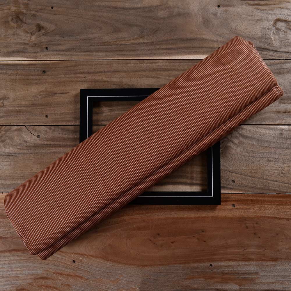 Stripe Brown Pure Cotton 90 GSM Handwoven Fabric