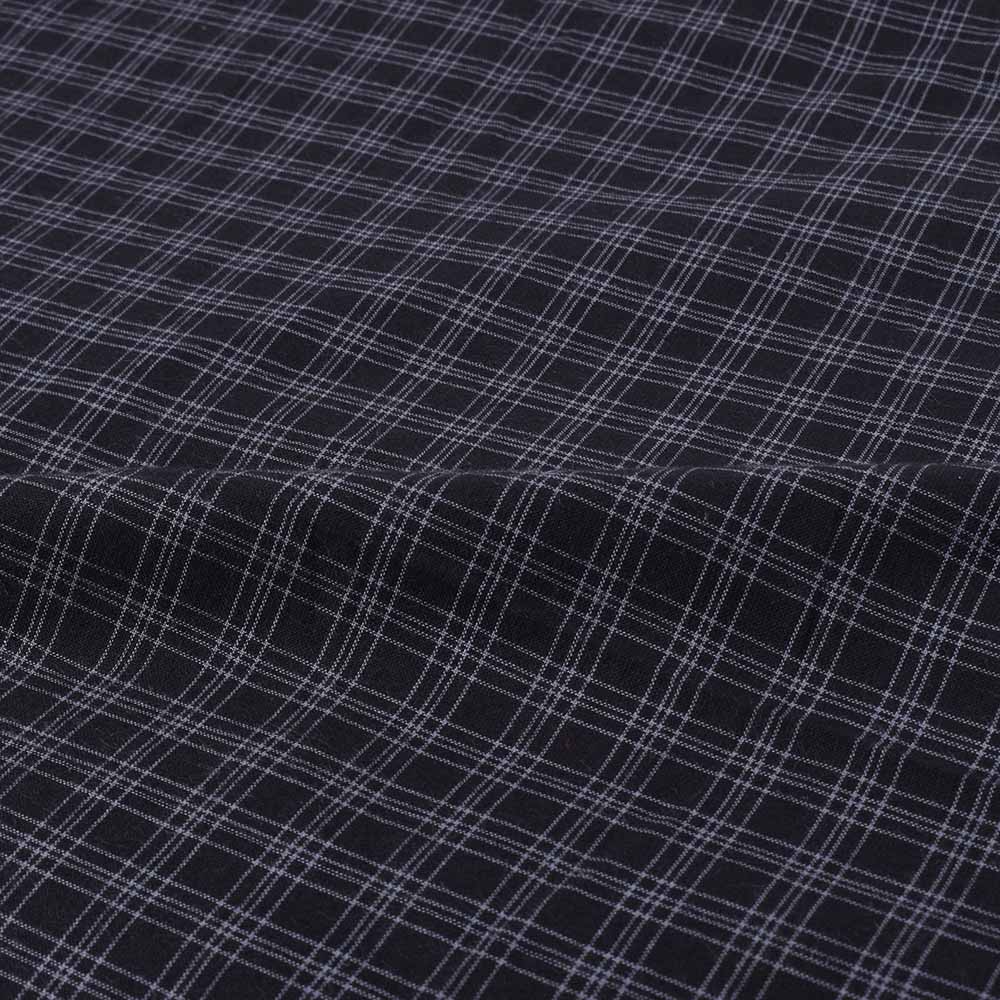 CHECK BLACK GREY PURE COTTON 125 GSM HANDWOVEN FABRIC