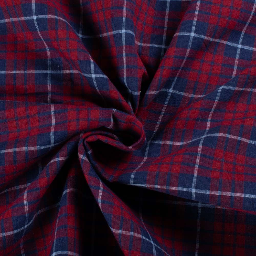Check Multicolor 70 GSM Pure Cotton Handwoven Fabric 903