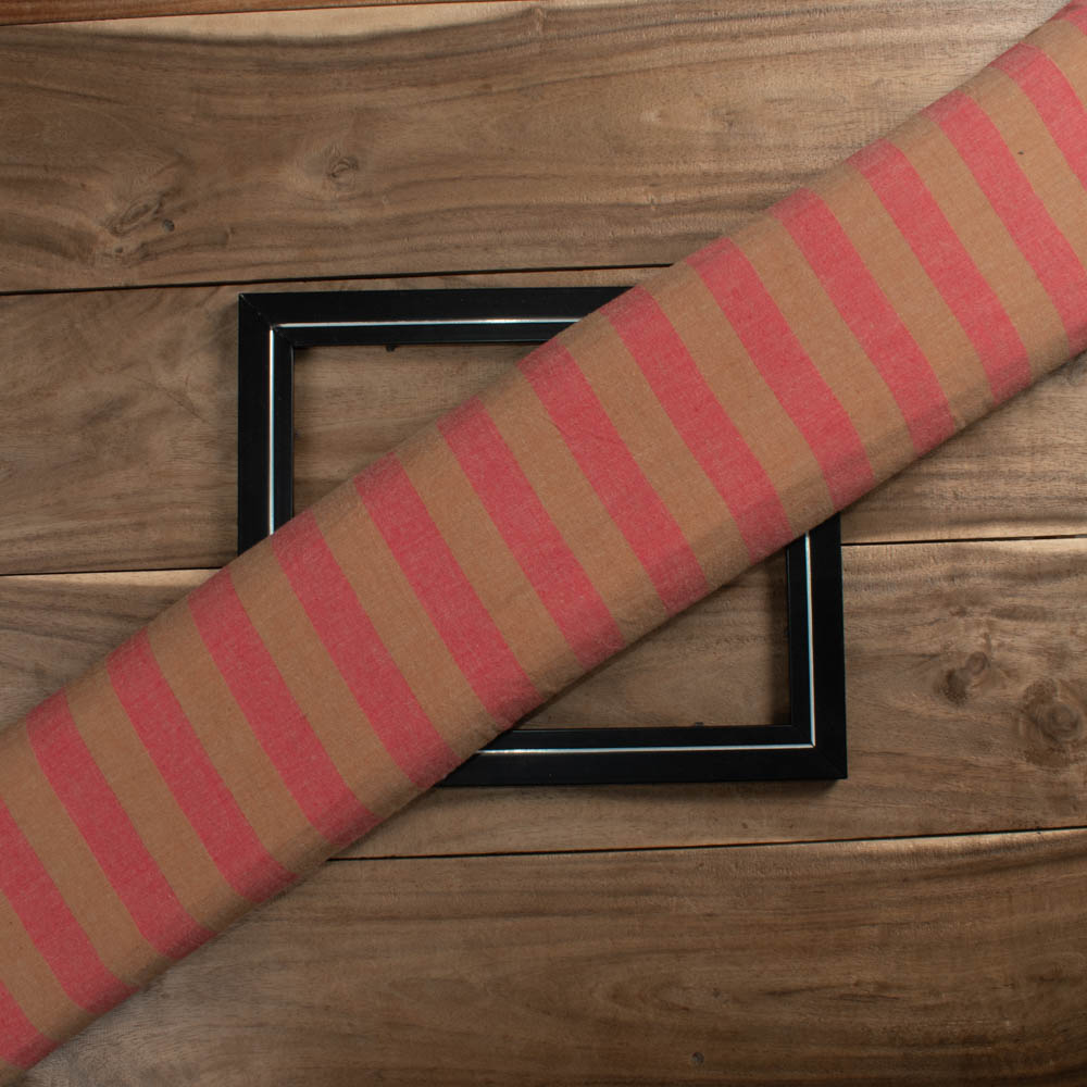 Stripe Red Pure Cotton 70 GSM Handwoven Fabric