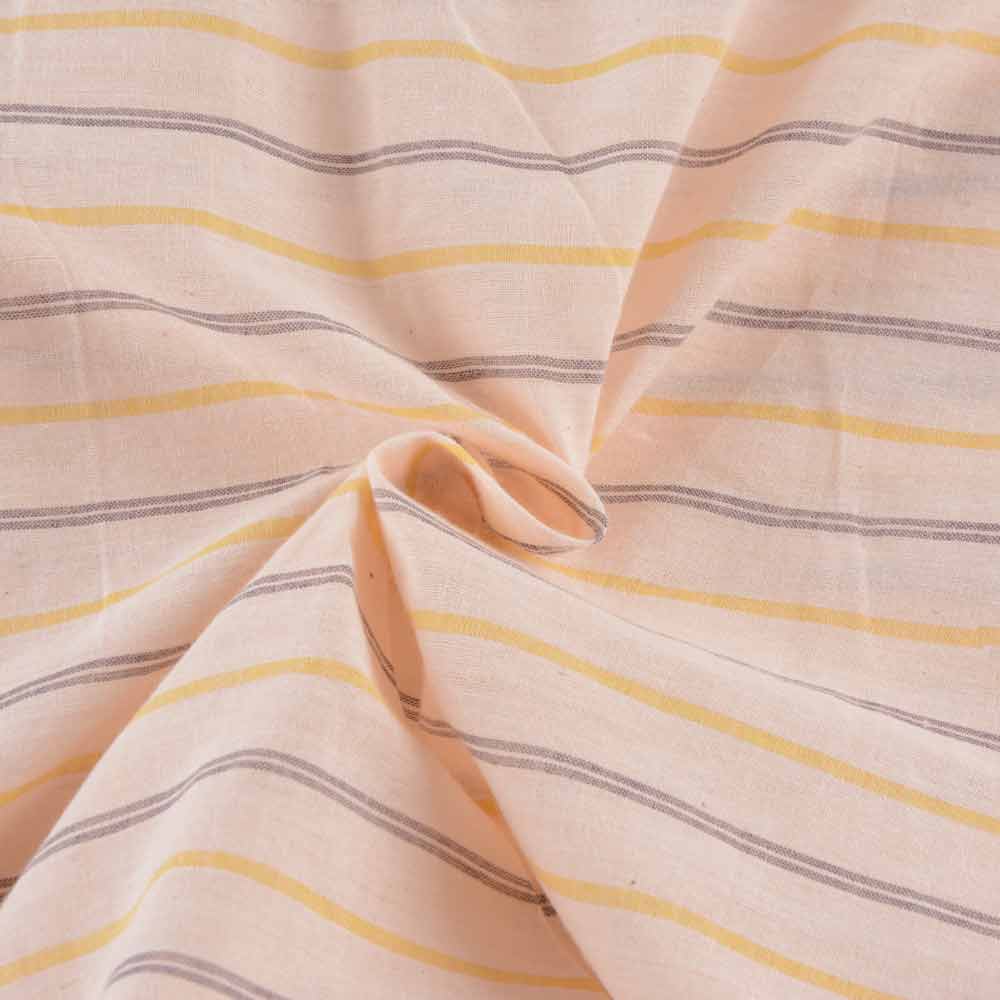 Stripe Peach Pure Cotton 60 GSM Handwoven Fabric