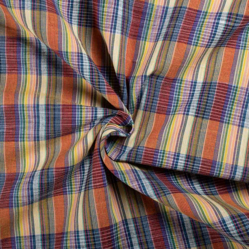 Multicolor Check Tie-Dye 80 GSM Pure Cotton Fabric