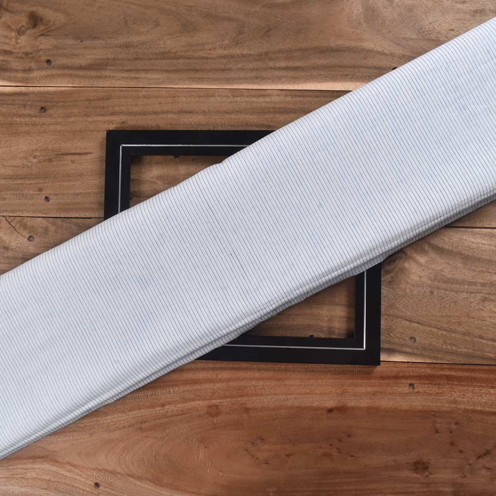 Pinstripe Blue & White Pure Cotton 70 GSM Handwoven Fabric