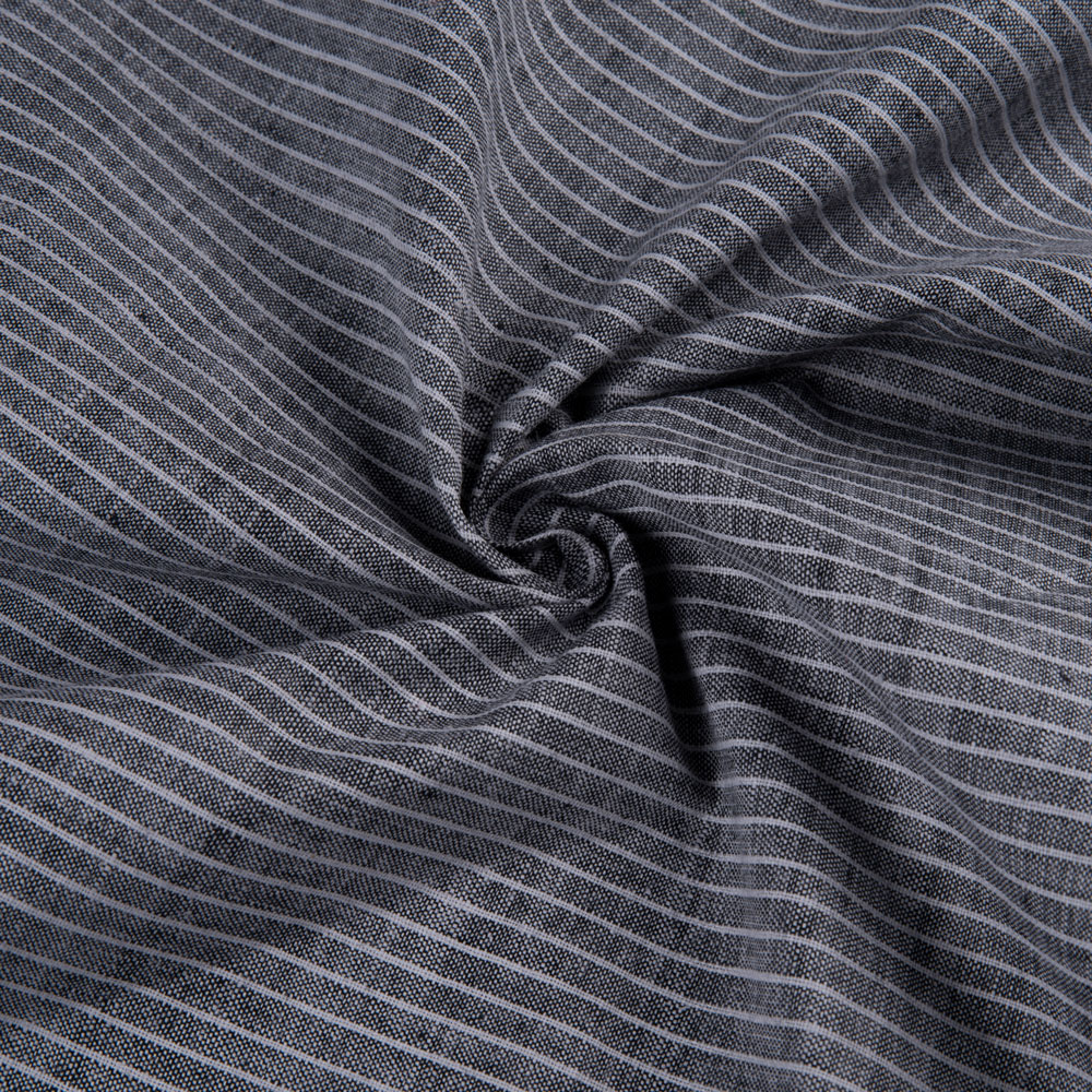 Pinstripe Black & White Pure Cotton 110 GSM Handwoven Fabric