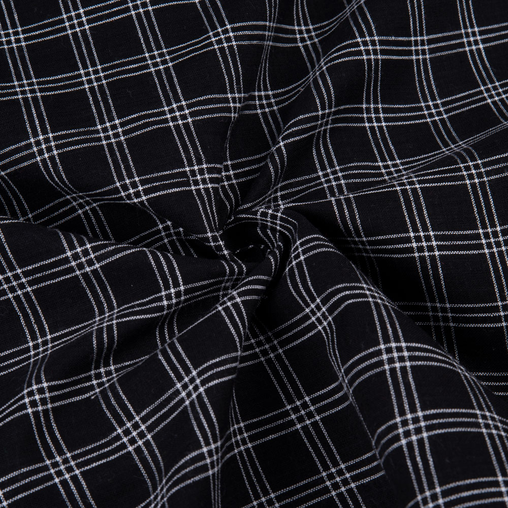 Check Black Pure Cotton 90 GSM Handwoven Fabric