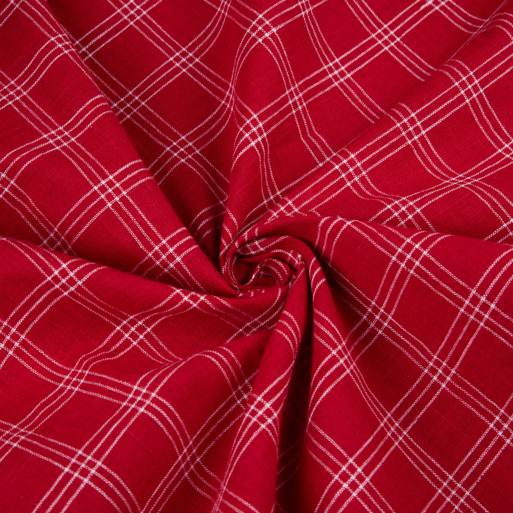 Check Red Pure Cotton 95 GSM Handwoven Fabric