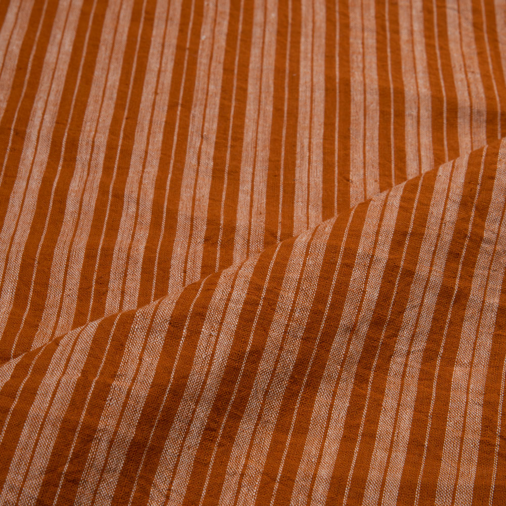 STRIPE BROWN PURE COTTON 88 GSM HANDWOVEN FABRIC 162
