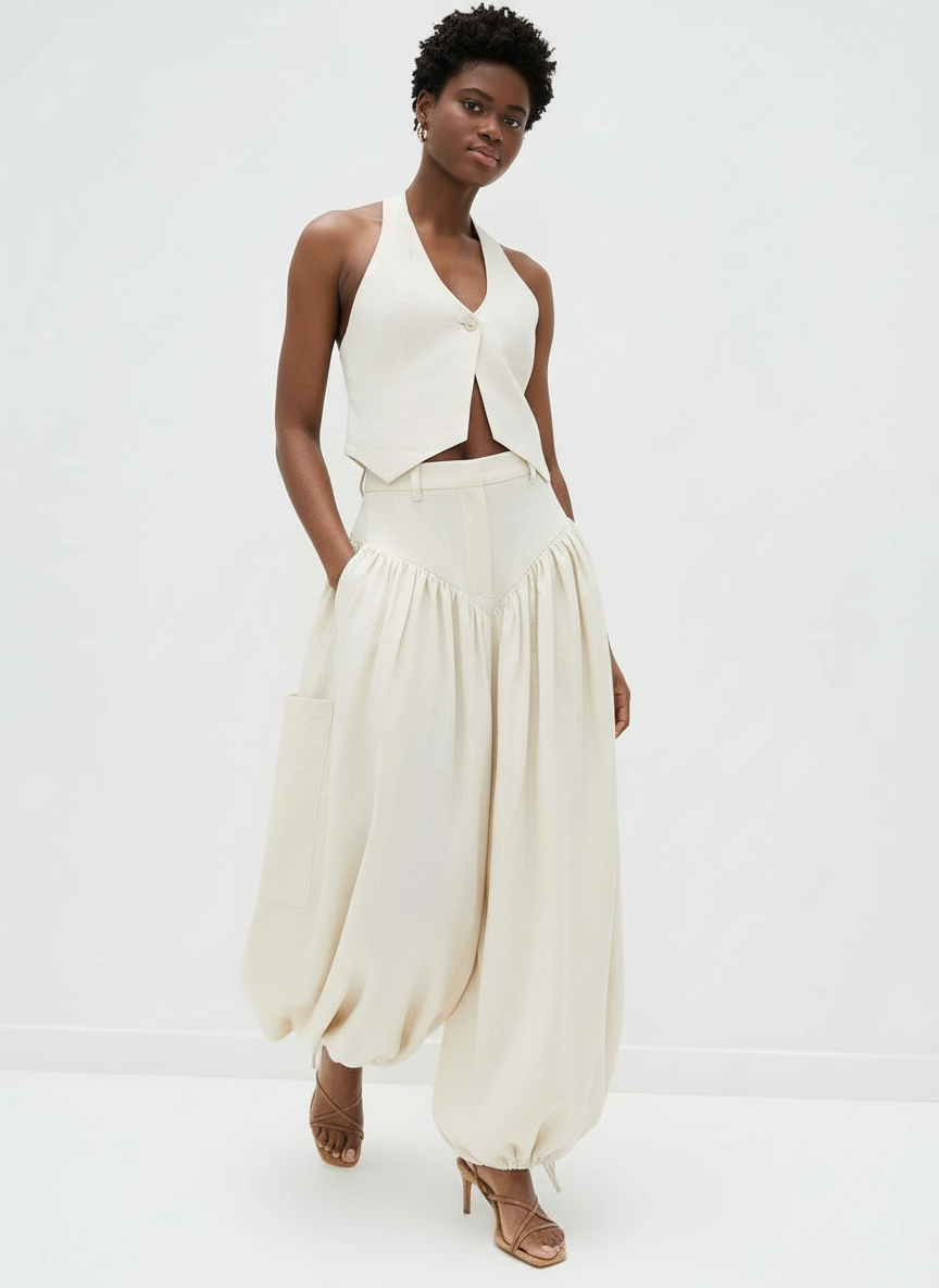 Pleated Bubble Pants & Top Co-ord Set