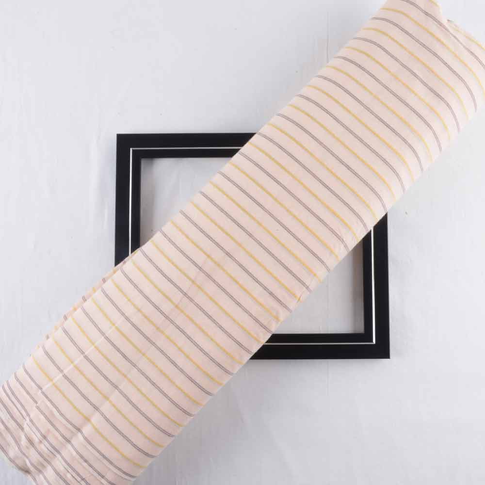 Stripe Peach Pure Cotton 60 GSM Handwoven Fabric