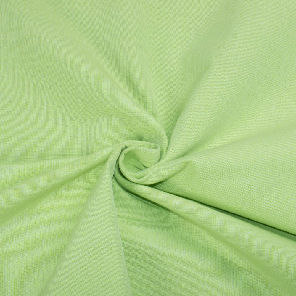 Chambray Green Khadi Cotton 125 GSM Handwoven Fabric