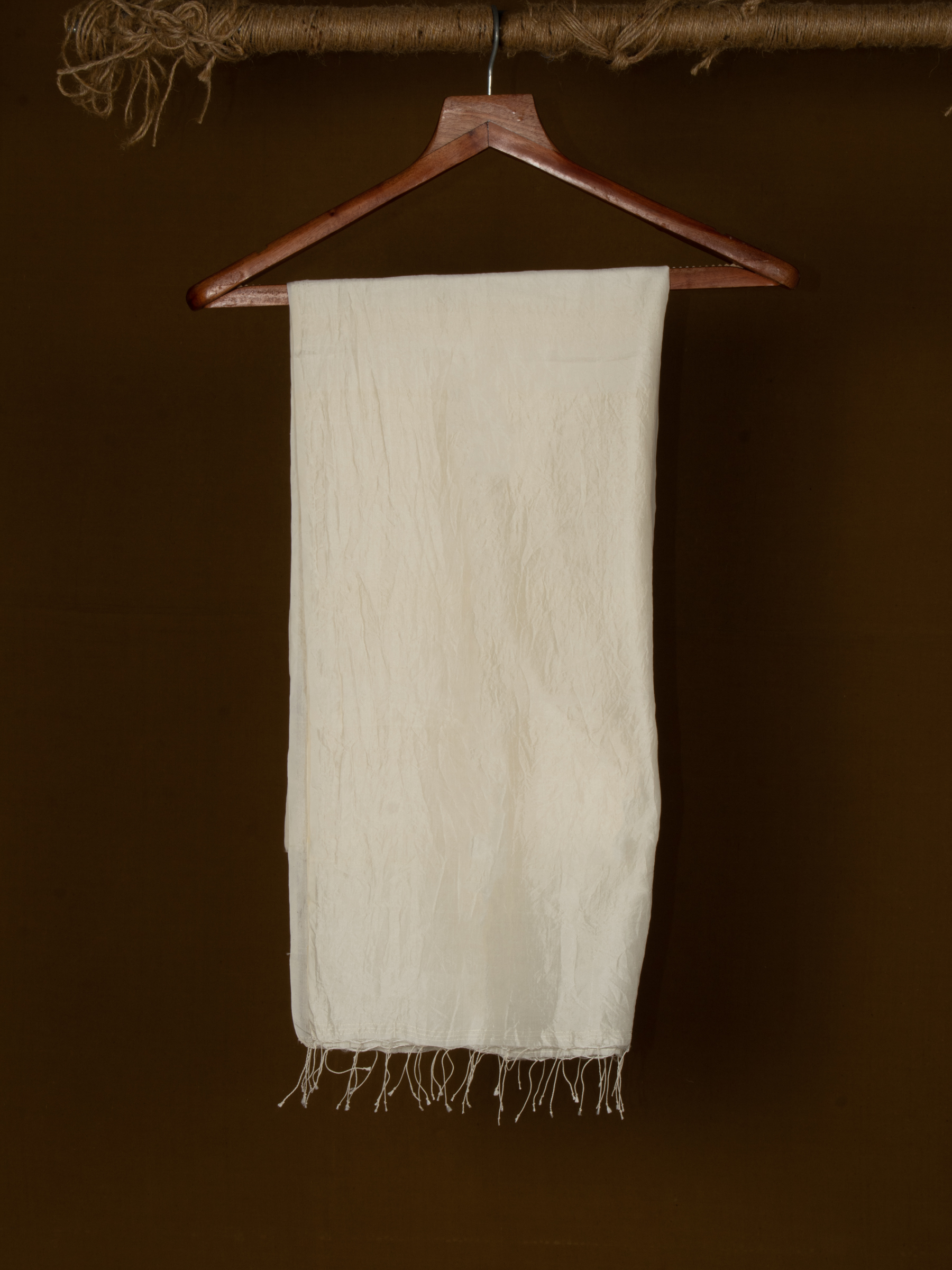 Natural White Mulberry Silk Handwoven Scarf