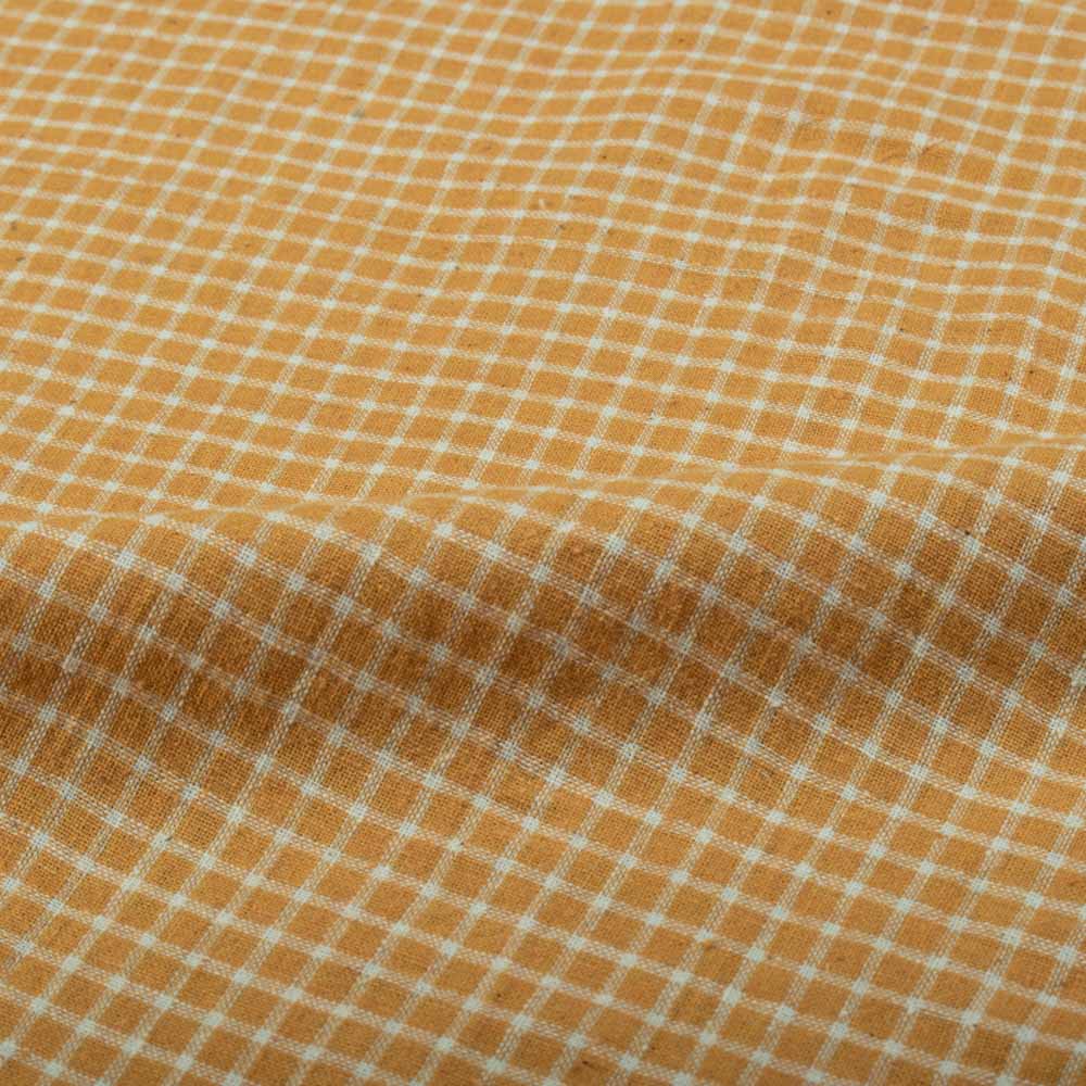 CHECK MUSTARD YELLOW PURE COTTON 96 GSM HANDWOVEN FABRIC