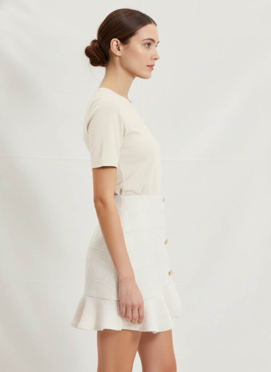 Asymmetric Buttoned Mini Skirt