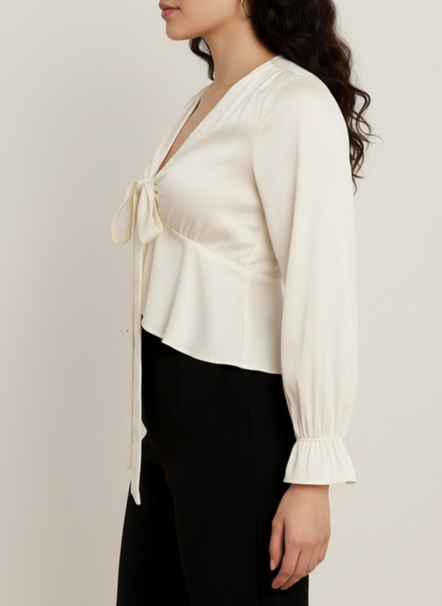 Peplum Long Ties Bubbles Top