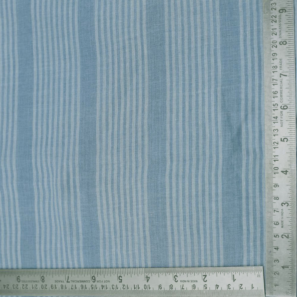 Stripe Blue Natural Indigo Dyed 62 GSM Handwoven Fabric