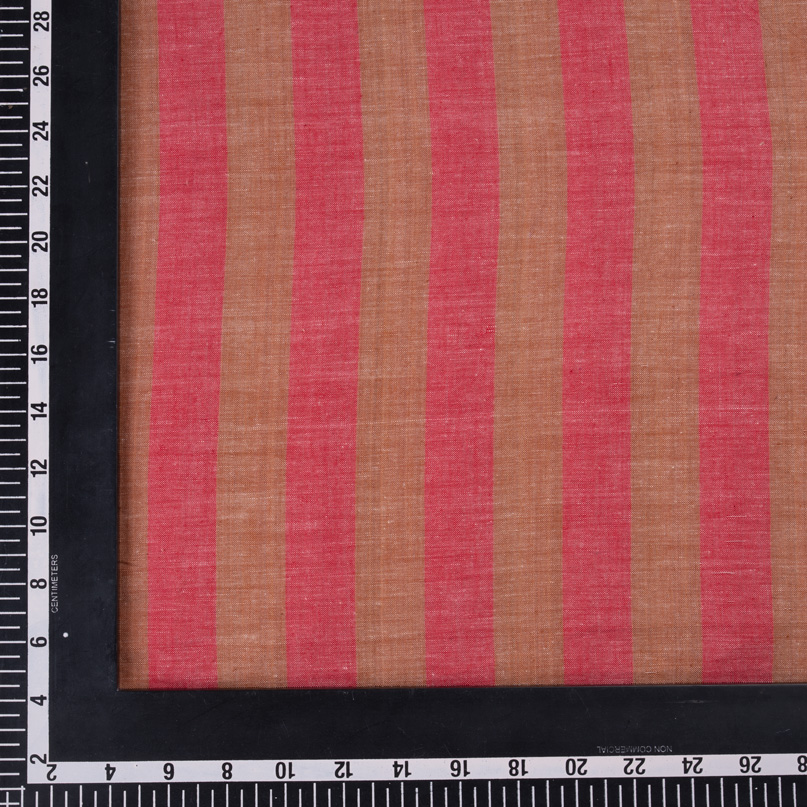 STRIPE RED PURE COTTON 73 GSM HANDWOVEN FABRIC