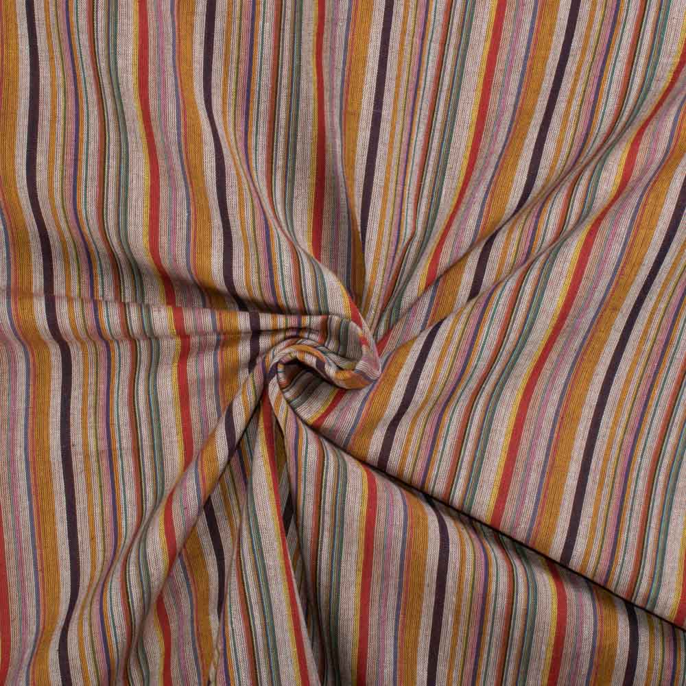 Stripe Multicolor Pure Cotton 95 GSM Handwoven Fabric 365