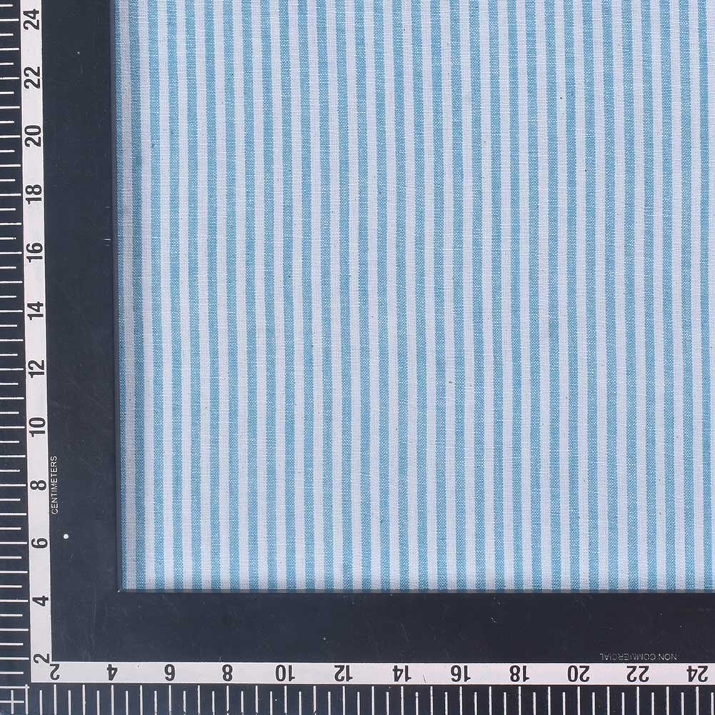 STRIPE BLUE PURE COTTON 120 GSM HANDWOVEN FABRIC