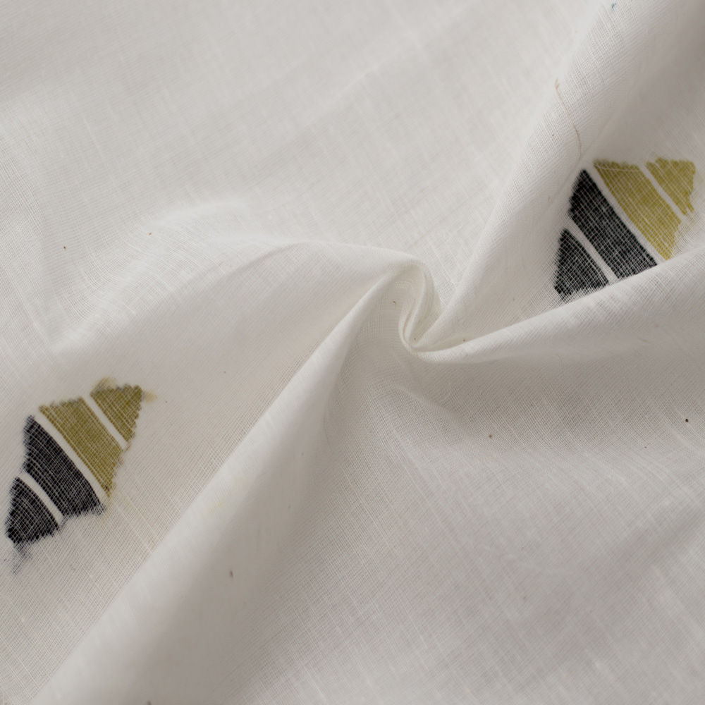 Geometric White Jamdani Pure Cotton 55 GSM Fabric 31
