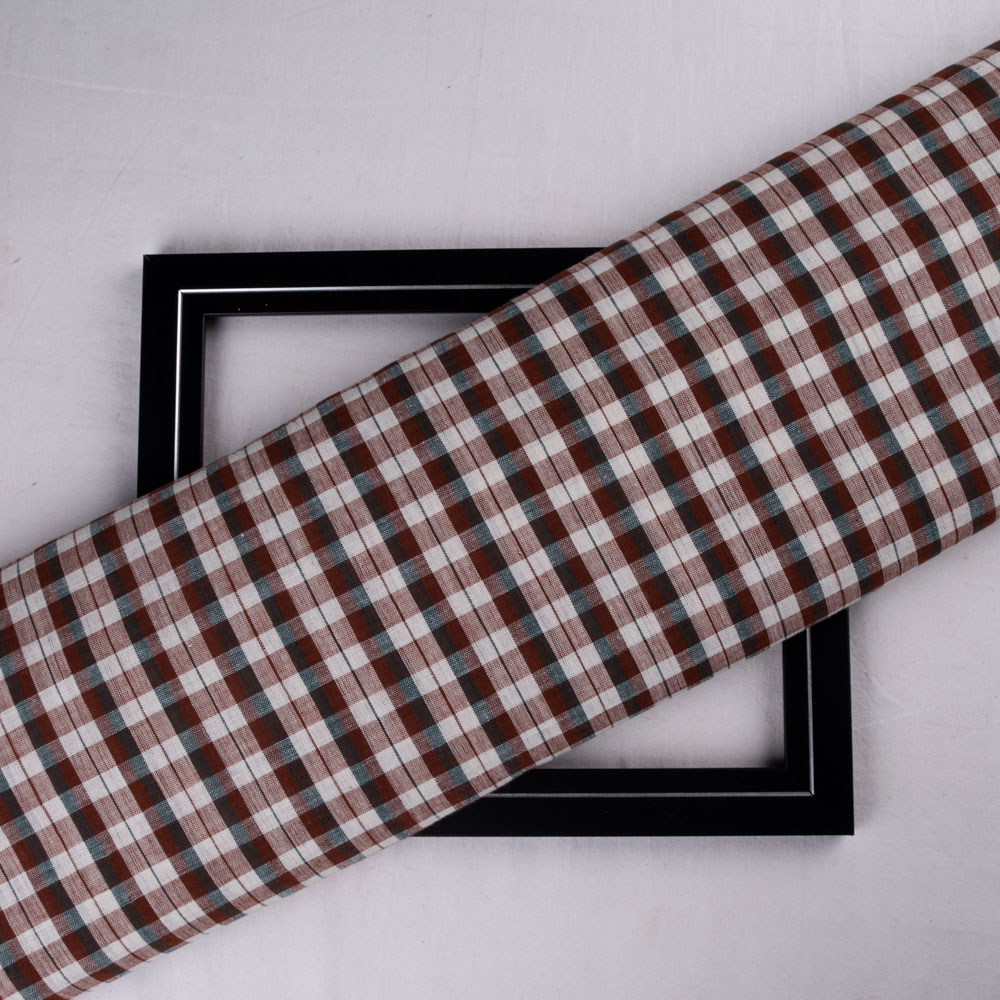 Check Multicolor Pure Cotton 98 GSM Handwoven Fabric 230