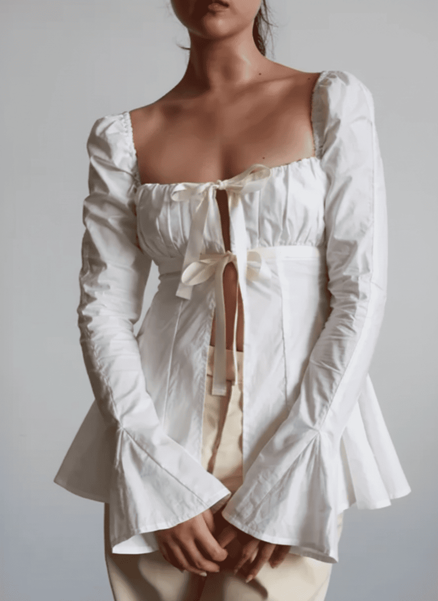 Tied & Gathered Princess Flared Sleeve Top