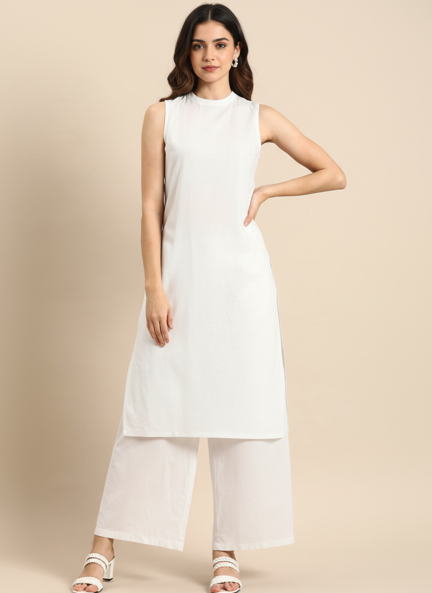 Sleeveless Kurta & Flared Pants Co-ord Set