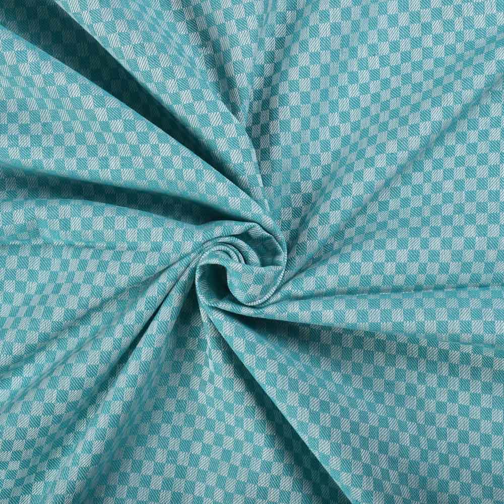 Check White & Green Twill Pure Cotton 100 GSM Handwoven Fabric