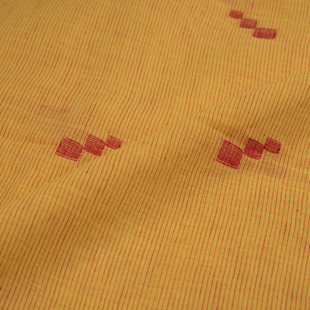 GEOMETRIC STRIPE YELLOW JAMDANI PURE COTTON 55 GSM HANDWOVEN FABRIC