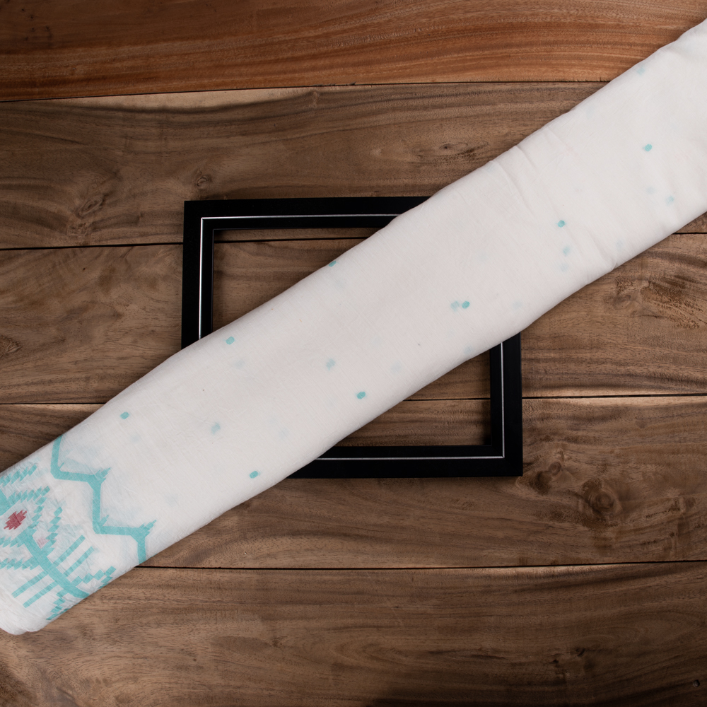 Geometric Cream Jamdani Pure Cotton 55 GSM Fabric 50