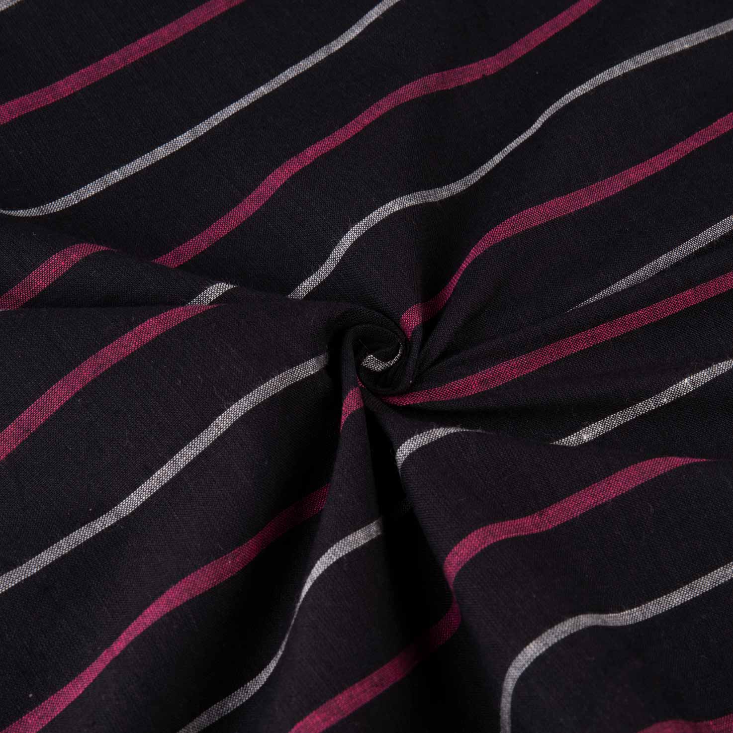 Stripe Black Pure Cotton 98 GSM Handwoven Fabric