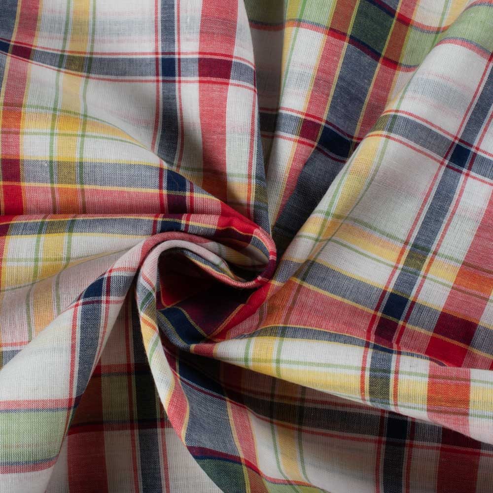 Check Multicolor Pure Cotton 55 GSM Handwoven Fabric