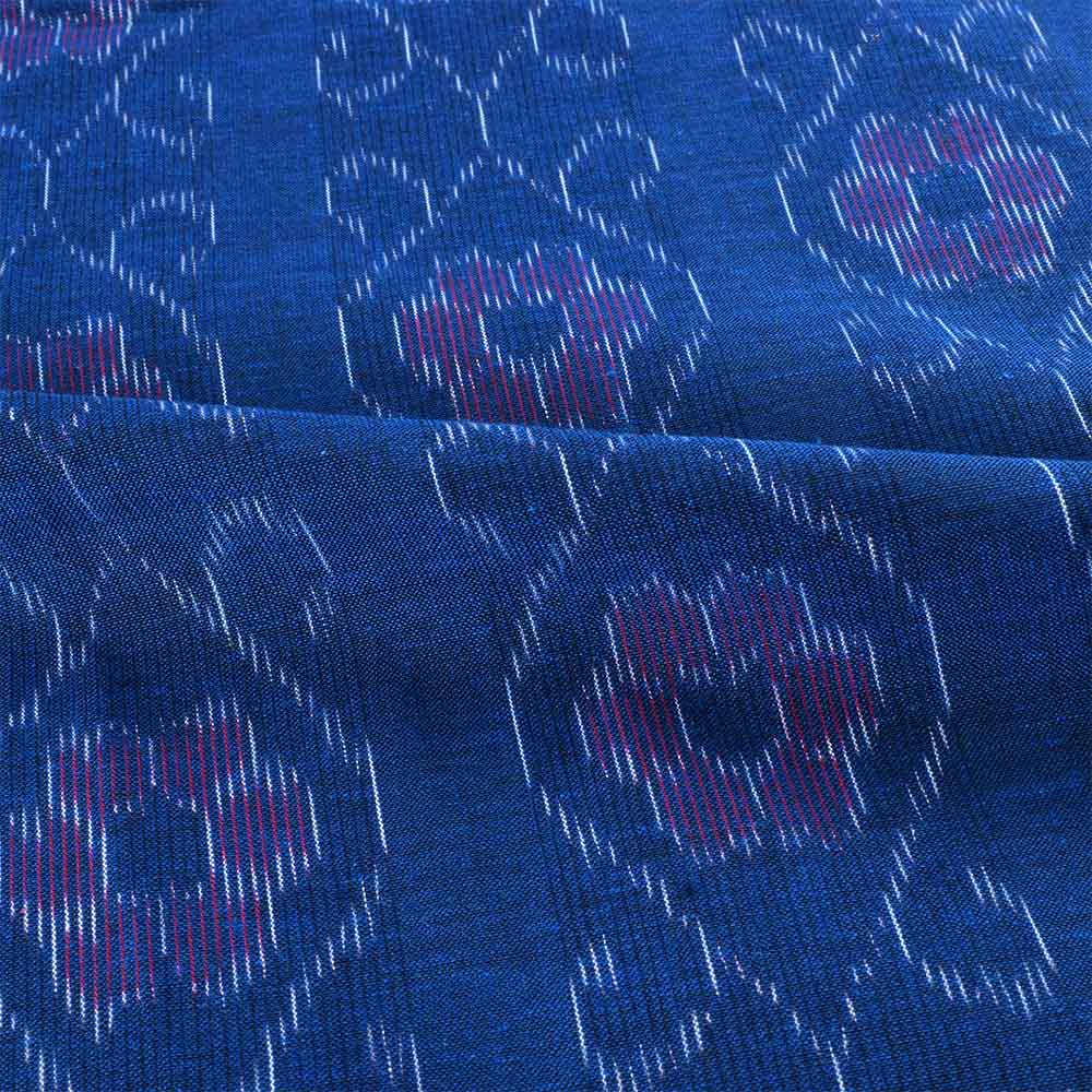BLUE IKKAT PURE COTTON 80 GSM HANDWOVEN FABRIC