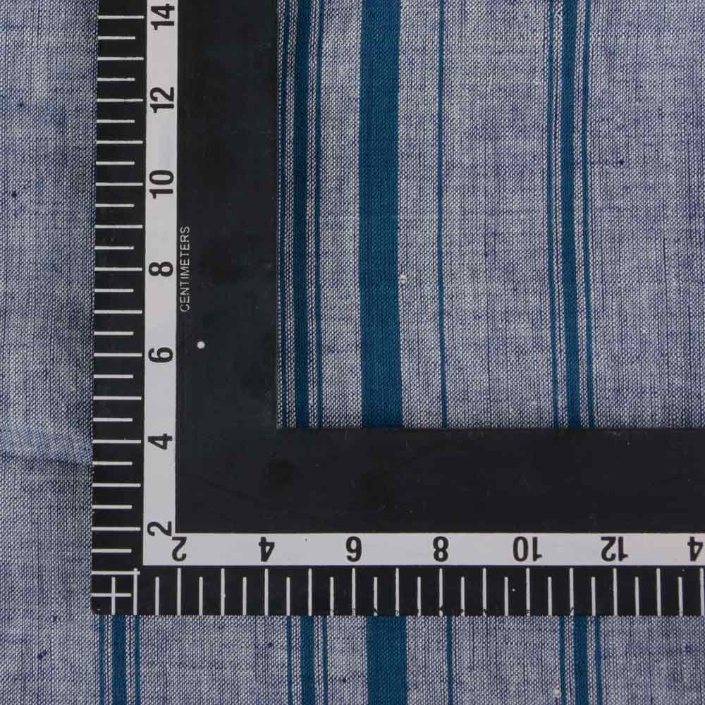 STRIPE GREY & TEAL KHADI FABRIC - 128 GSM HANDSPUN & HANDWOVEN