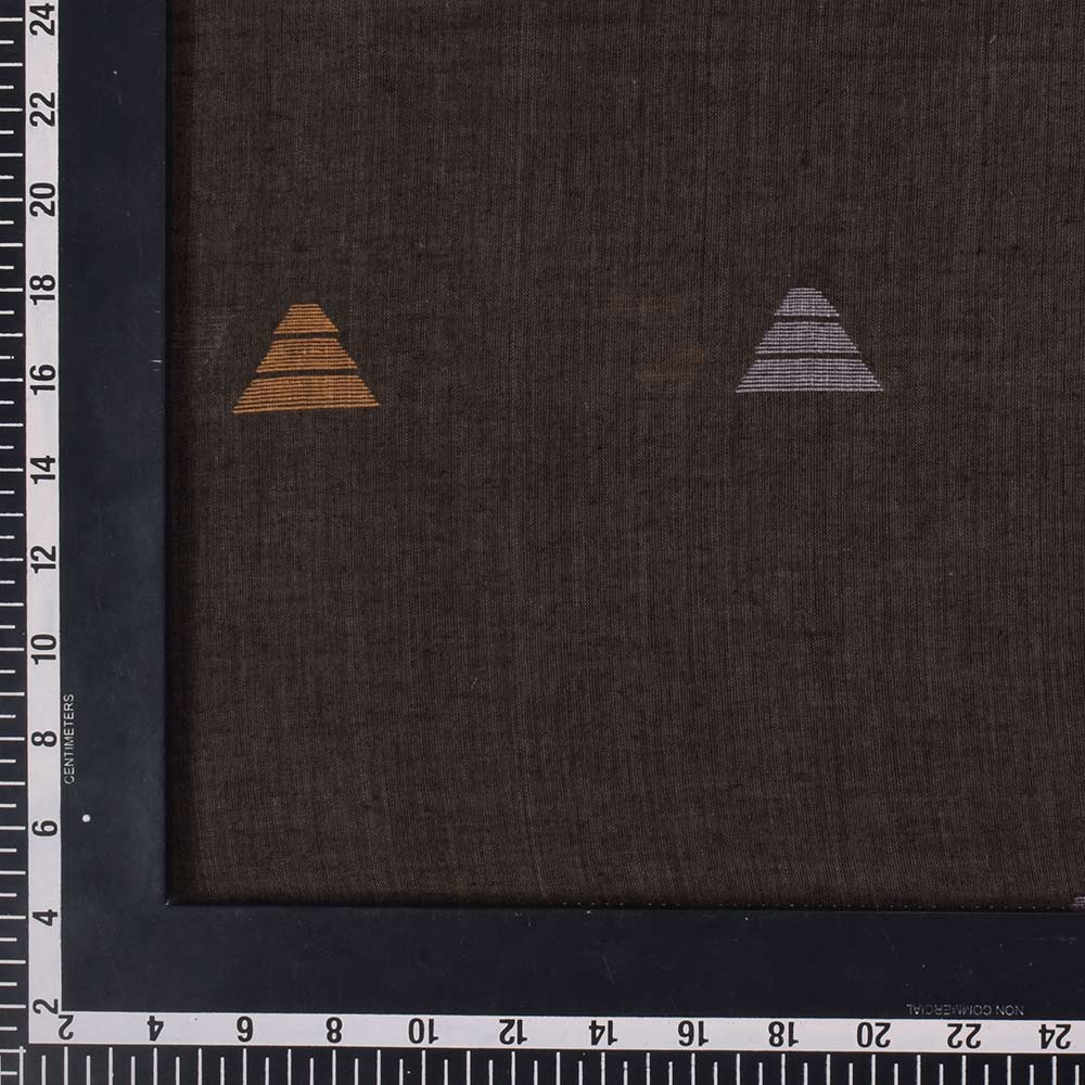 GEOMETRIC BROWN JAMDANI PURE COTTON HANDWOVEN 62 GSM FABRIC