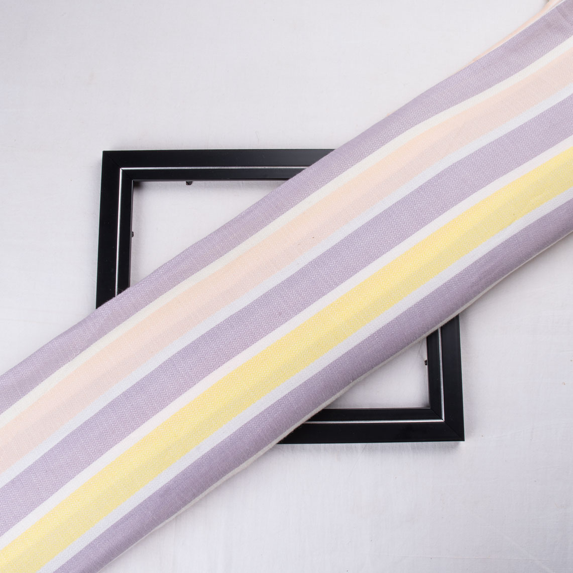 Stripe Peach Yellow & Lavender Jacquard Mercerised Cotton 108 GSM Fabric