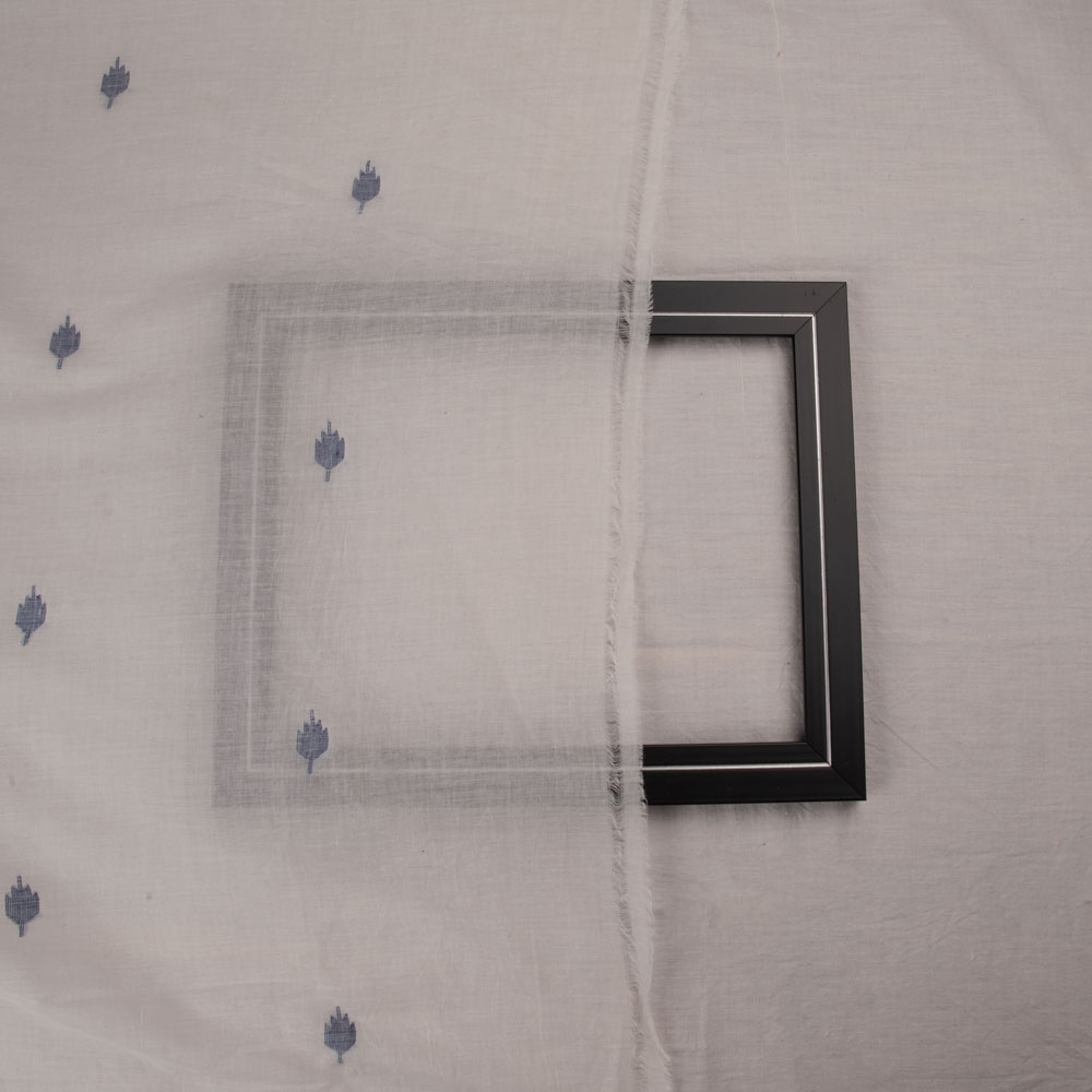 GEOMETRIC WHITE JAMDANI PURE COTTON 56 GSM HANDWOVEN FABRIC 189