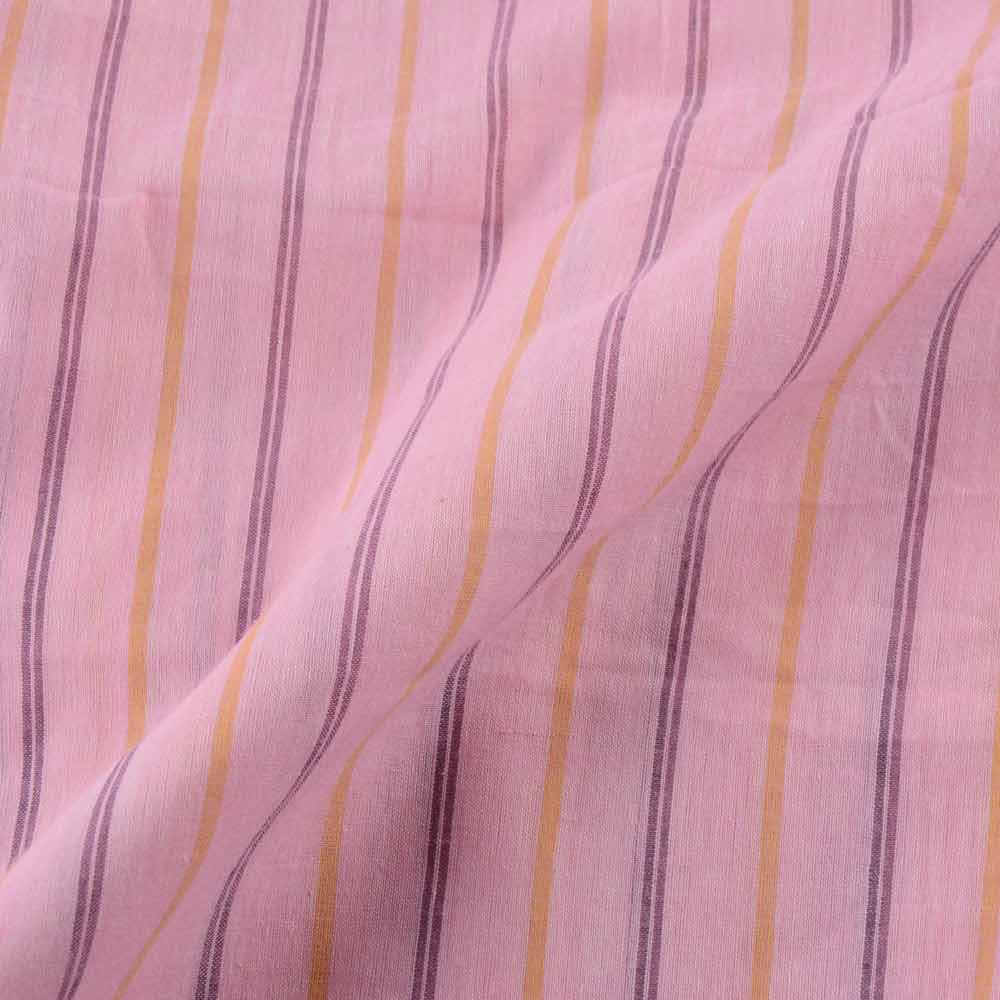 STRIPE PINK PURE COTTON 62 GSM HANDWOVEN FABRIC