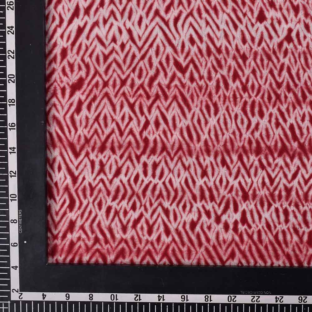 ABSTRACT RED & WHITE SHIBORI 70 GSM MERCERISED COTTON FABRIC